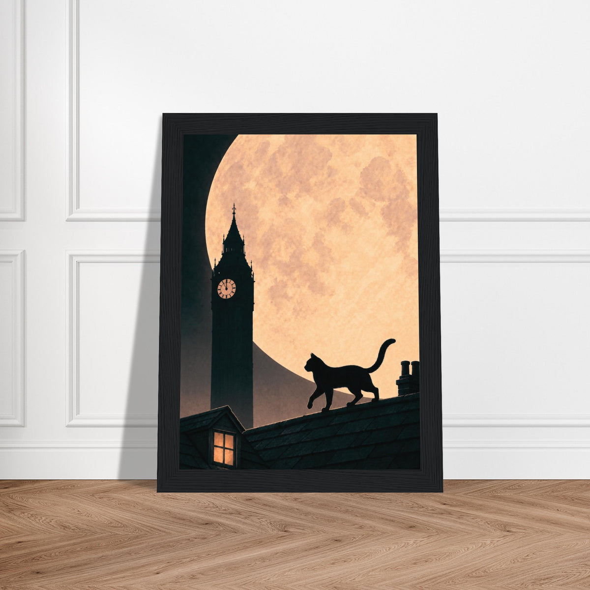 Moonlit cat and Big Ben print