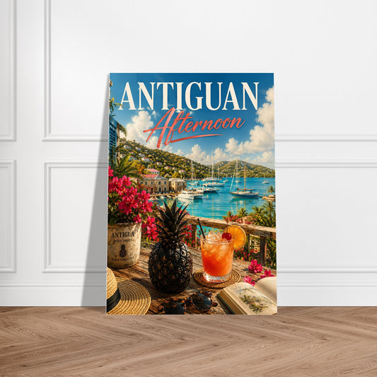 Poster of Antiguan Afternoon with a scenic view of a harbor and tropical setting.