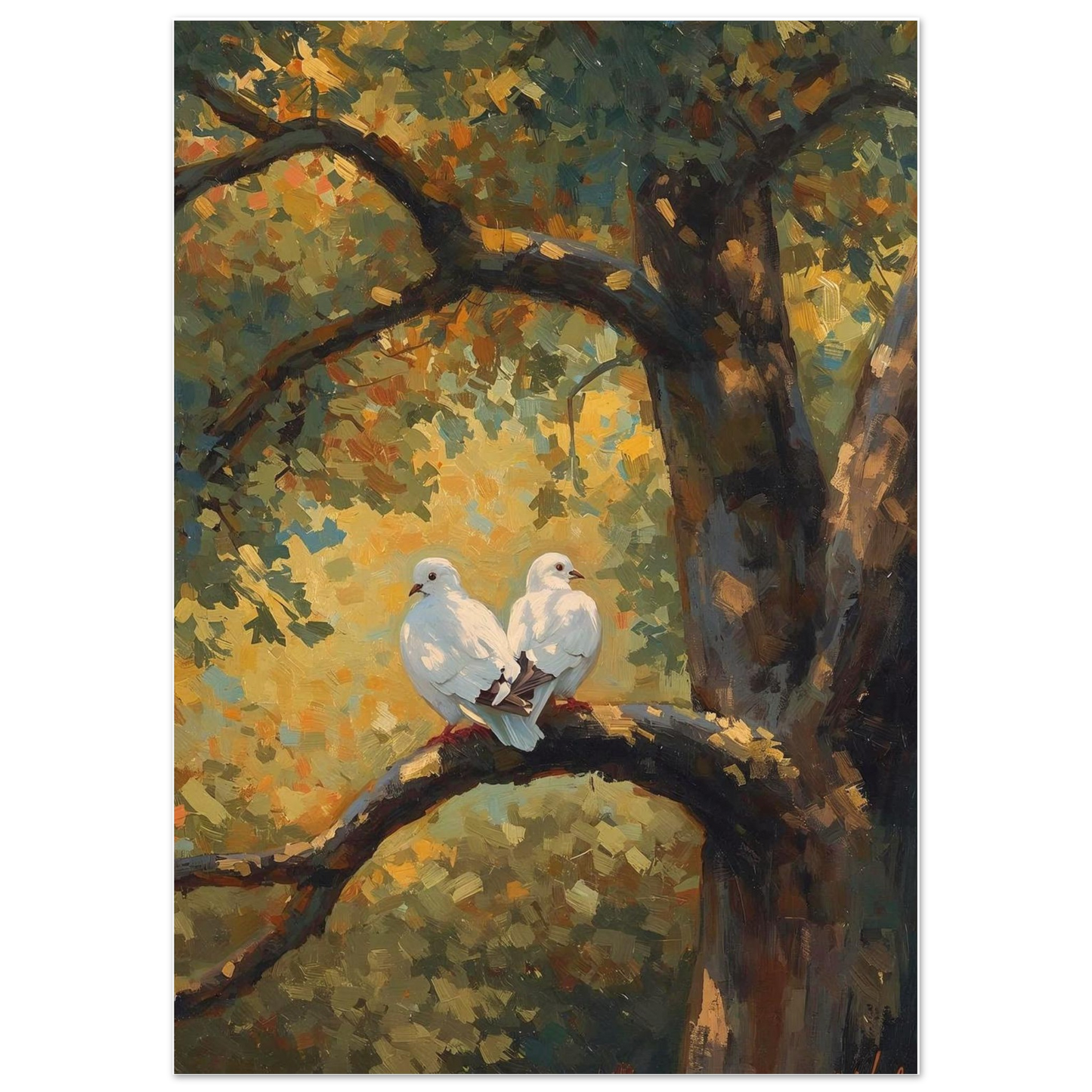 close-up love birds poster showing heart shape composition