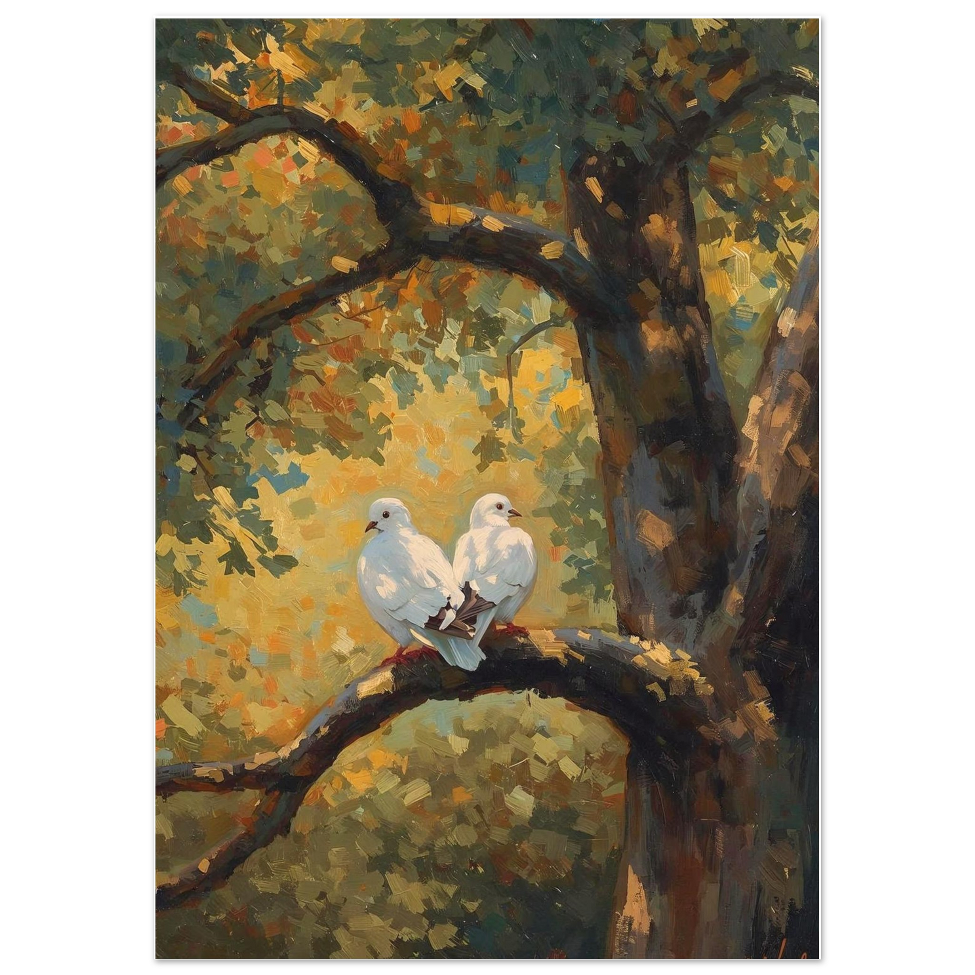 close-up love birds poster showing heart shape composition