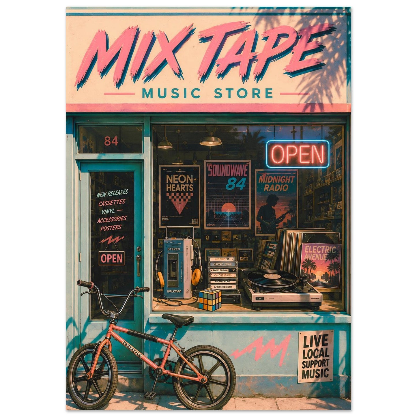 Mix Tape retro music store poster