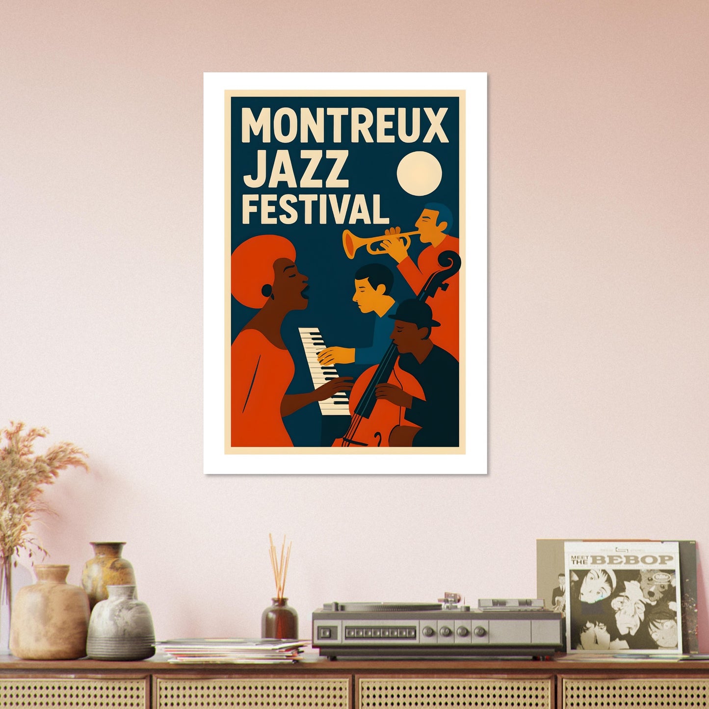 Montreux Jazz Festival Poster – Retro Music Wall Art – Vintage Jazz Print – Bold Mid Century Modern Home Decor for Musicians