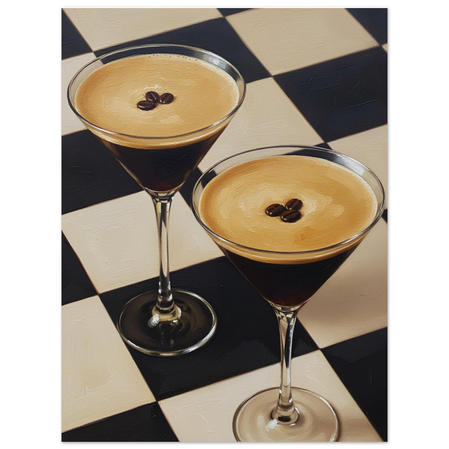 Checkerboard espresso martini print