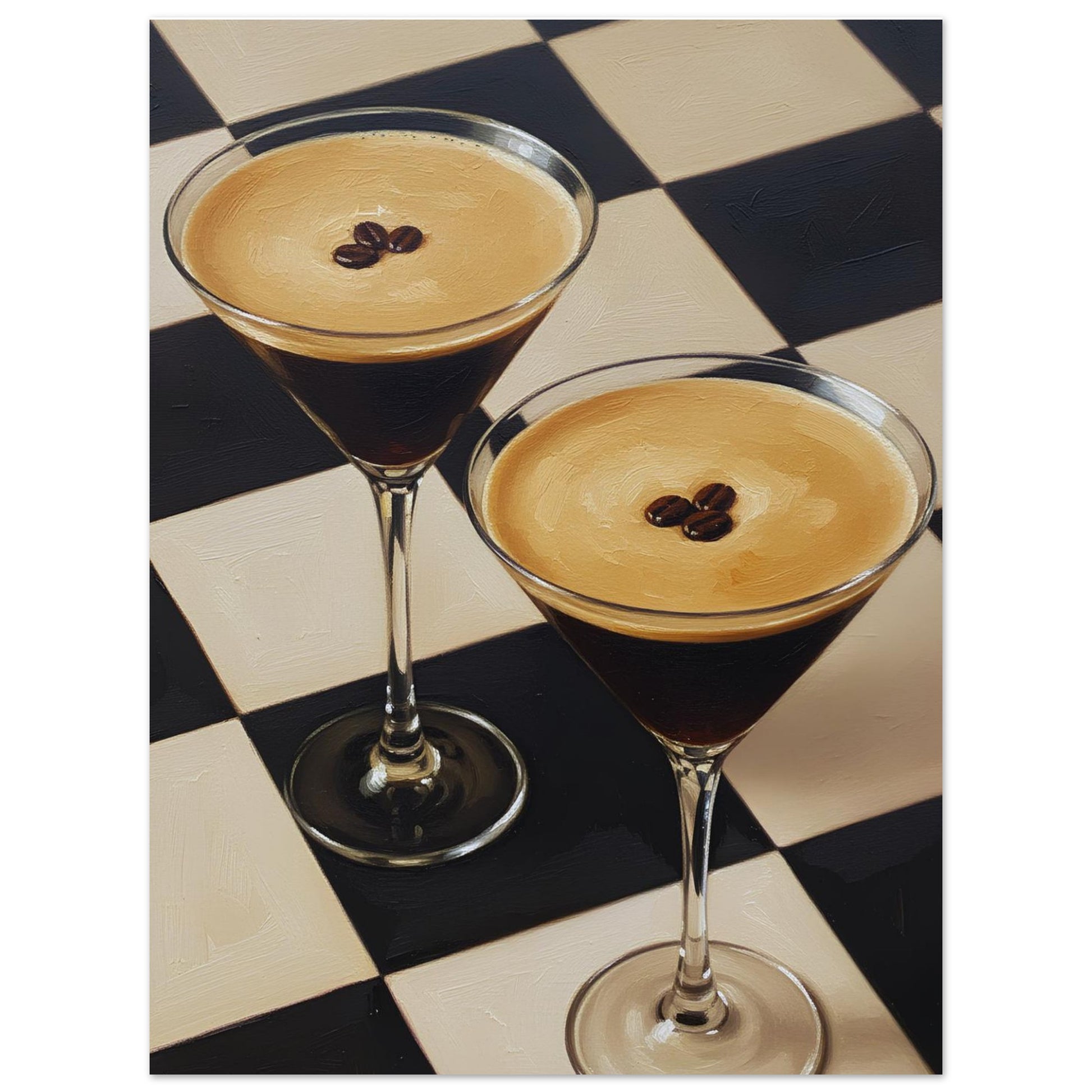 Checkerboard espresso martini print