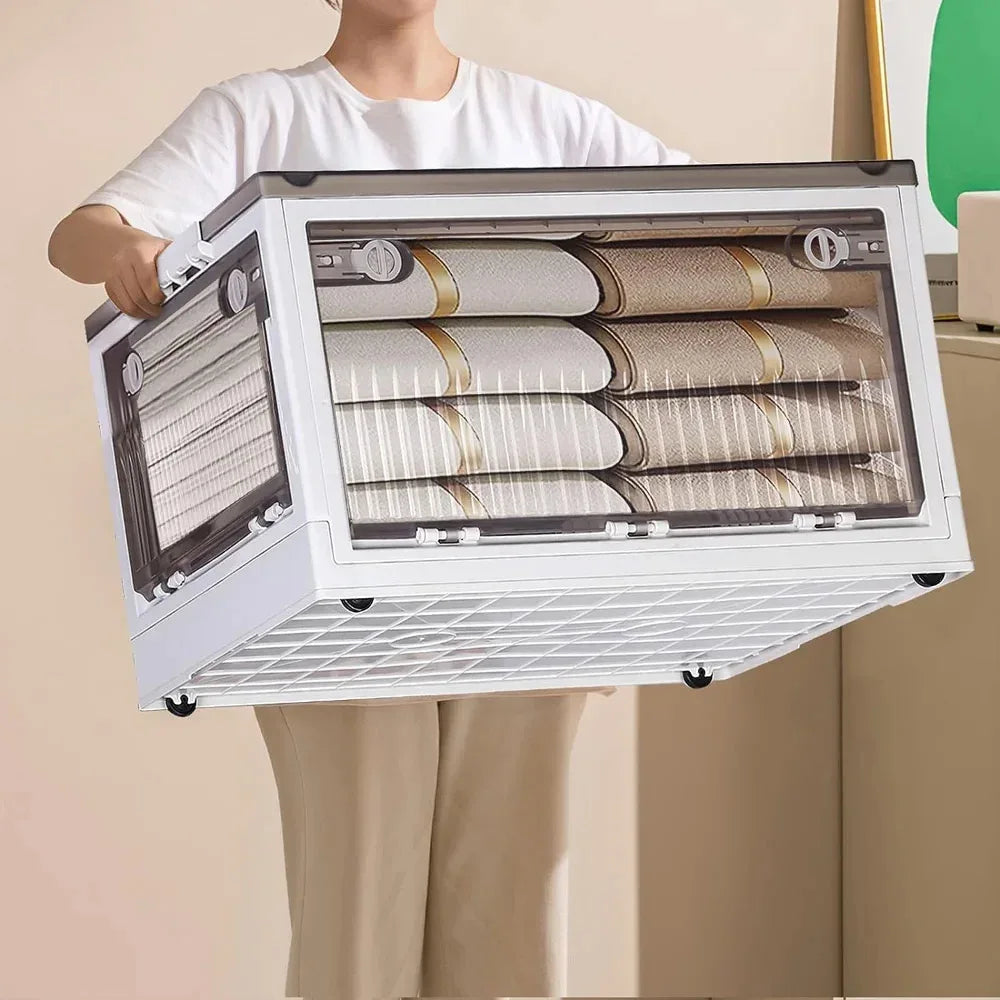 Transparent Folding Storage Box with Wheels