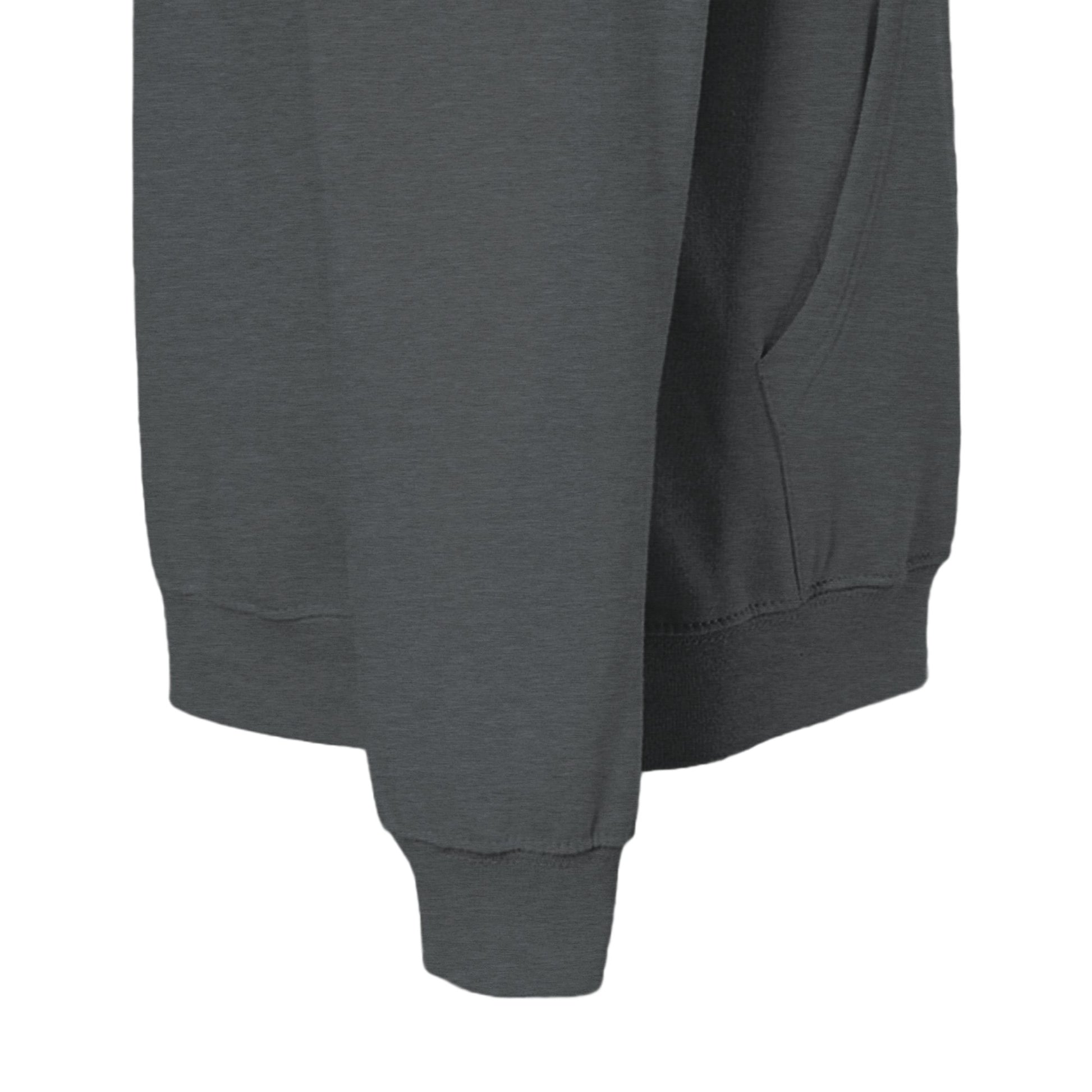 Dark gray sweatpants with a pocket on a white background