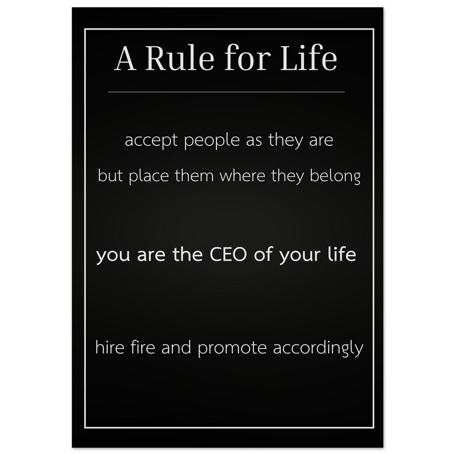 Motivational poster with text on a black background