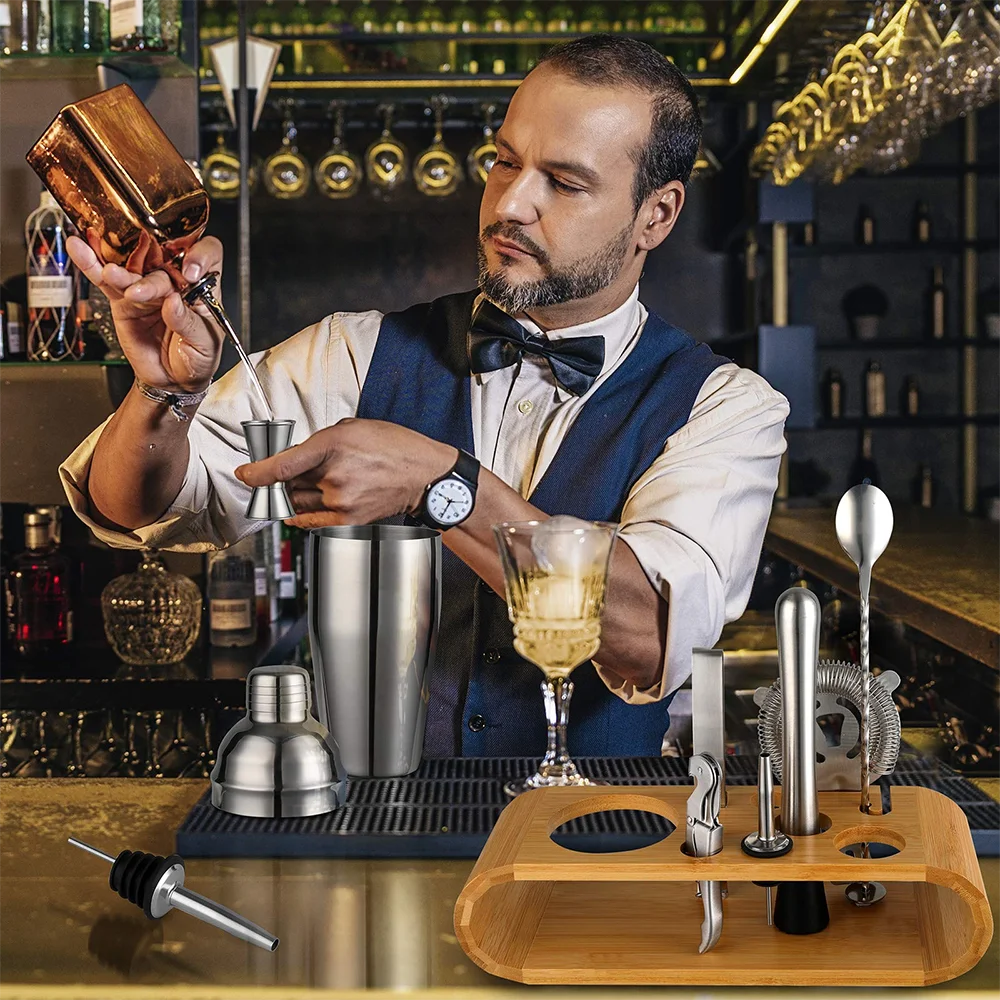 Barista preparing a drink in a professional bar setting