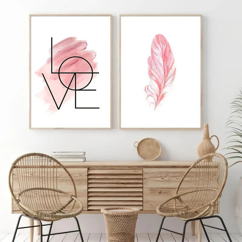 3-Piece Nordic Minimalist Poster Wall Art – Love & Feather Prints