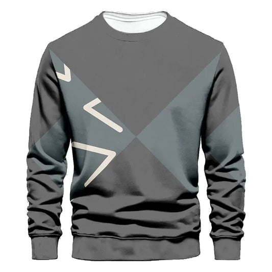 Gray sweatshirt with geometric design on a white background