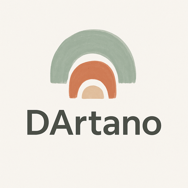 Logo of DArtano with a rainbow design on a light background