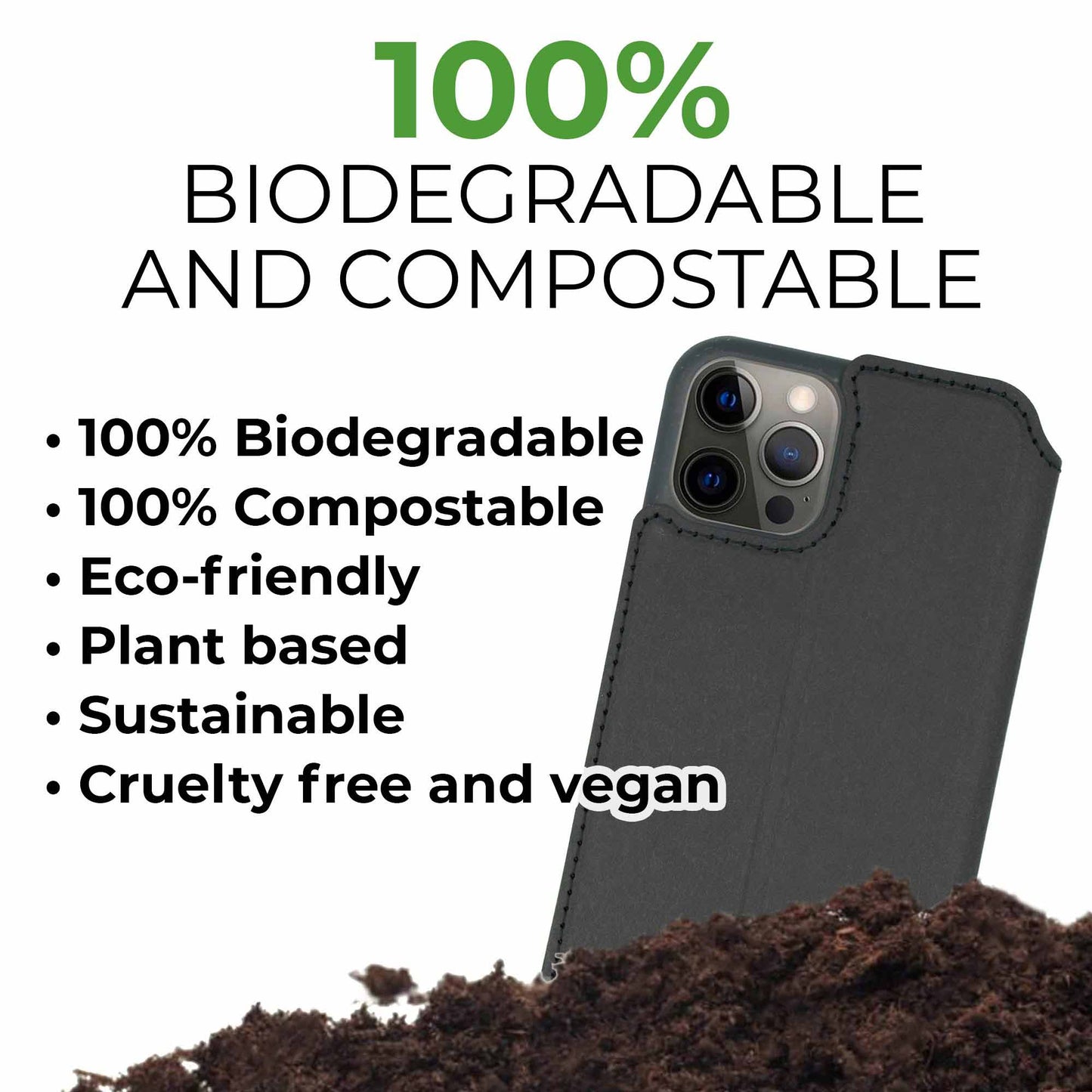 Biodegradable Flip Phone Case – Black -Plant-Based and Eco-Friendly