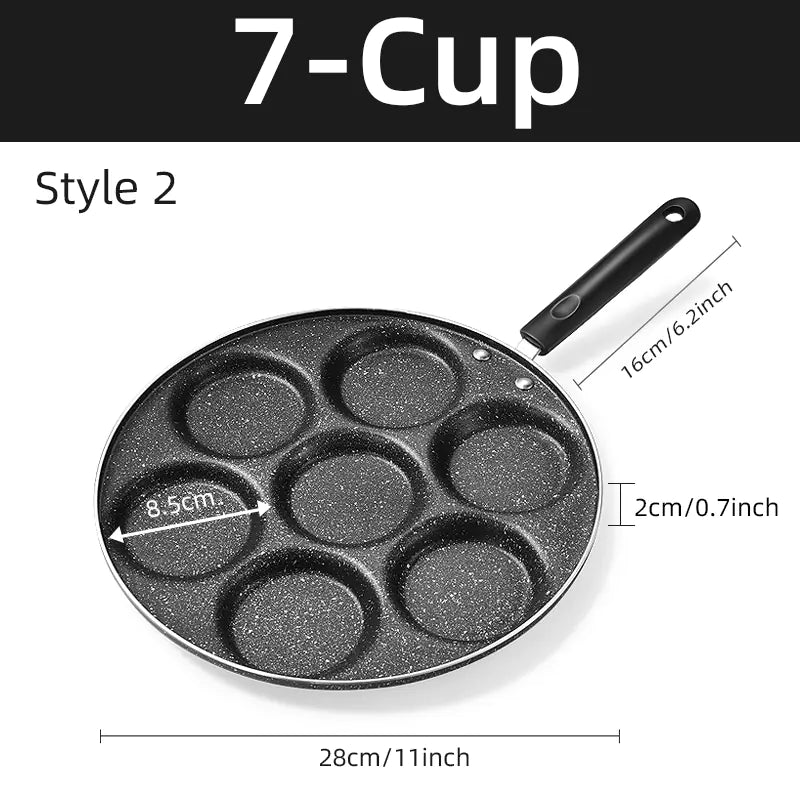 7-cup frying pan with measurements on a white background