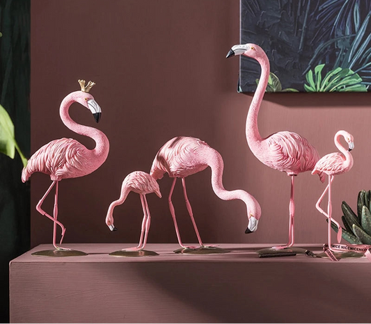 Nordic pink flamingo resin figurine ornament decorative flamingo statue for living room shelf or desk décor