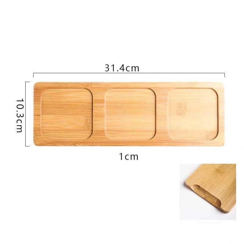 Wooden cutting board with dimensions labeled on a white background