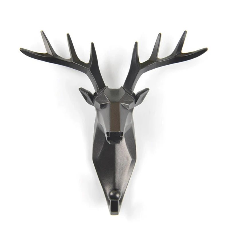 Black deer head hook on a white background