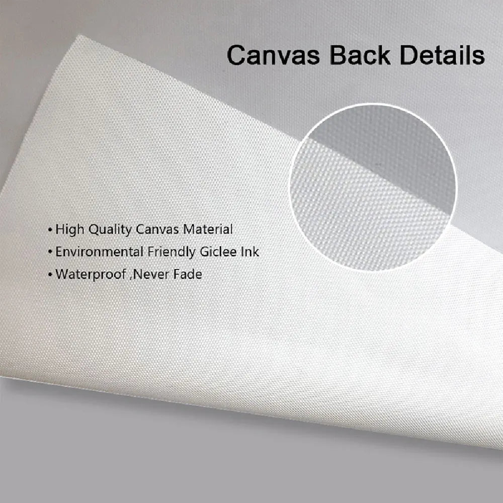 Canvas back material with text highlighting features on a gray background