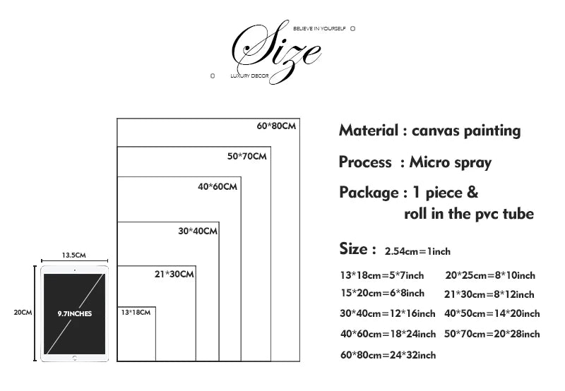 Product packaging with dimensions, material, process, and package details.