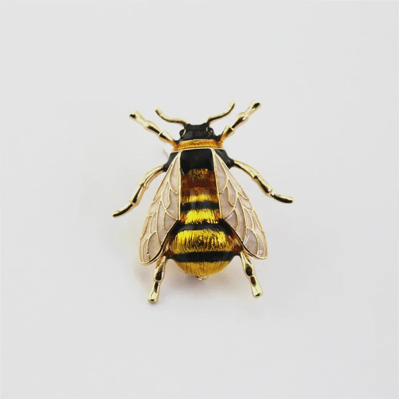 Gold enamel bumblebee brooch pin with detailed wings for women’s accessories
