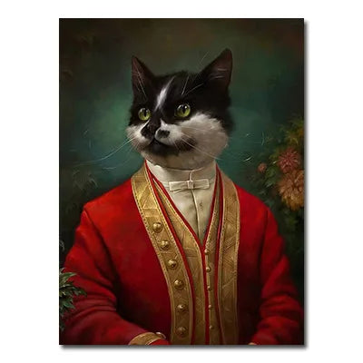 Cat in a formal outfit with a dark background