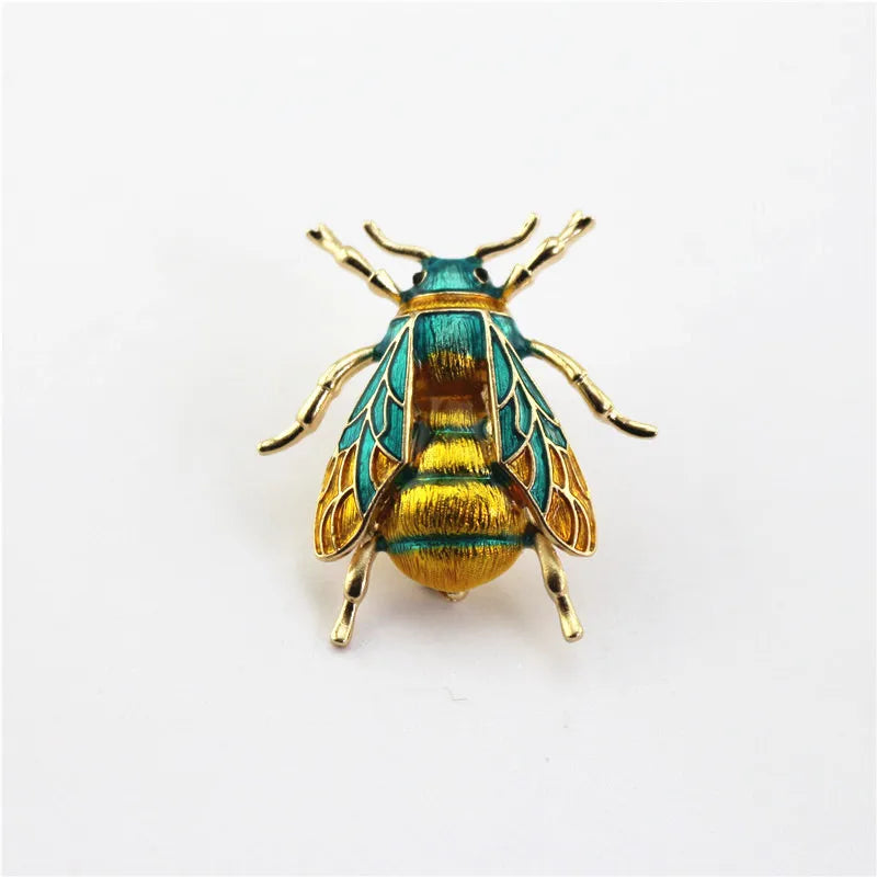 Gold enamel bumblebee brooch pin with detailed wings for women’s accessories