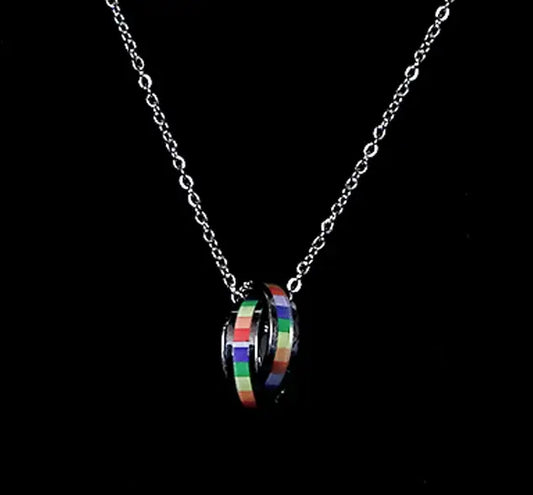 Necklace with a colorful pendant on a black background