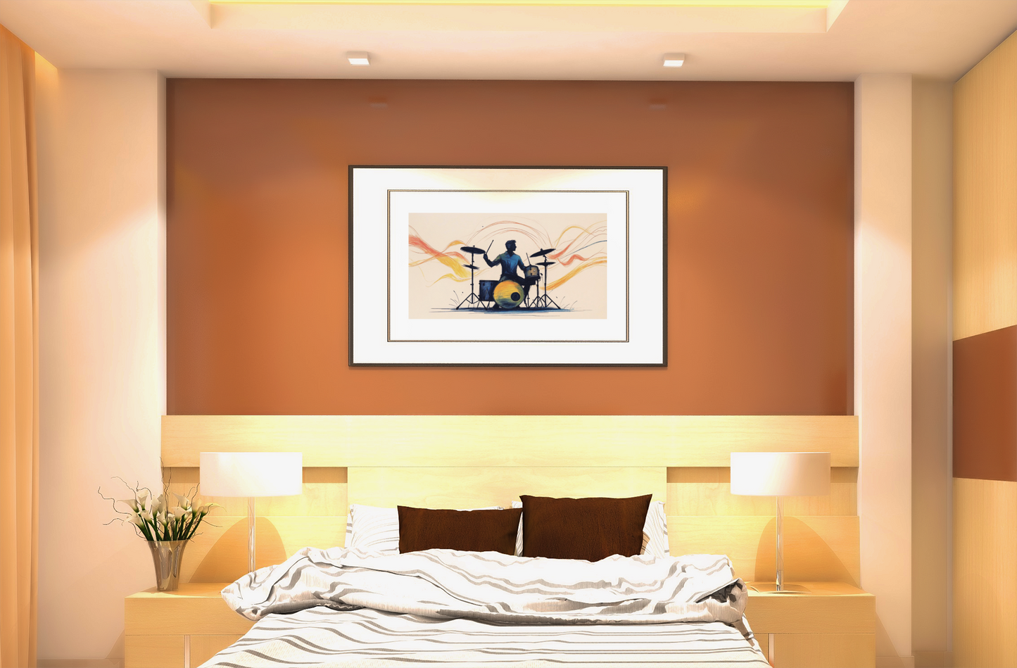 Abstract Drum Player Wall Art - Jazz & Rock Music Poster