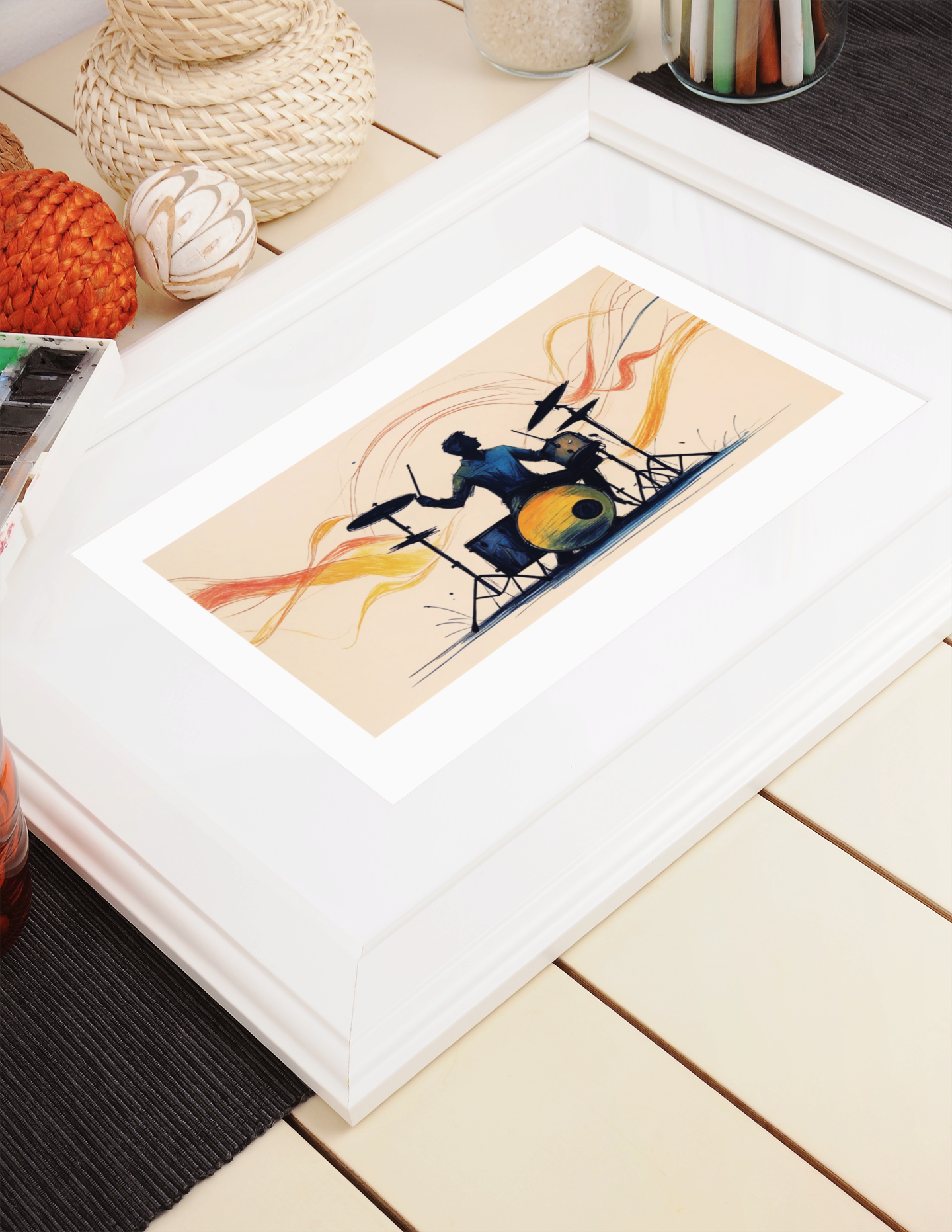 Abstract Drum Player Wall Art - Jazz & Rock Music Poster