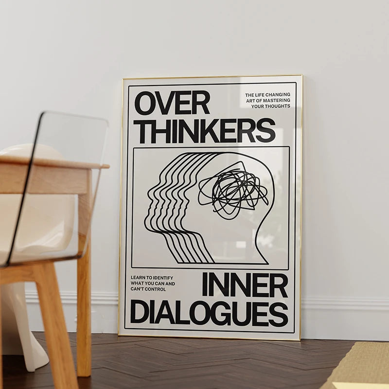 Overthinkers Typography Poster – colourful mid-century typography design