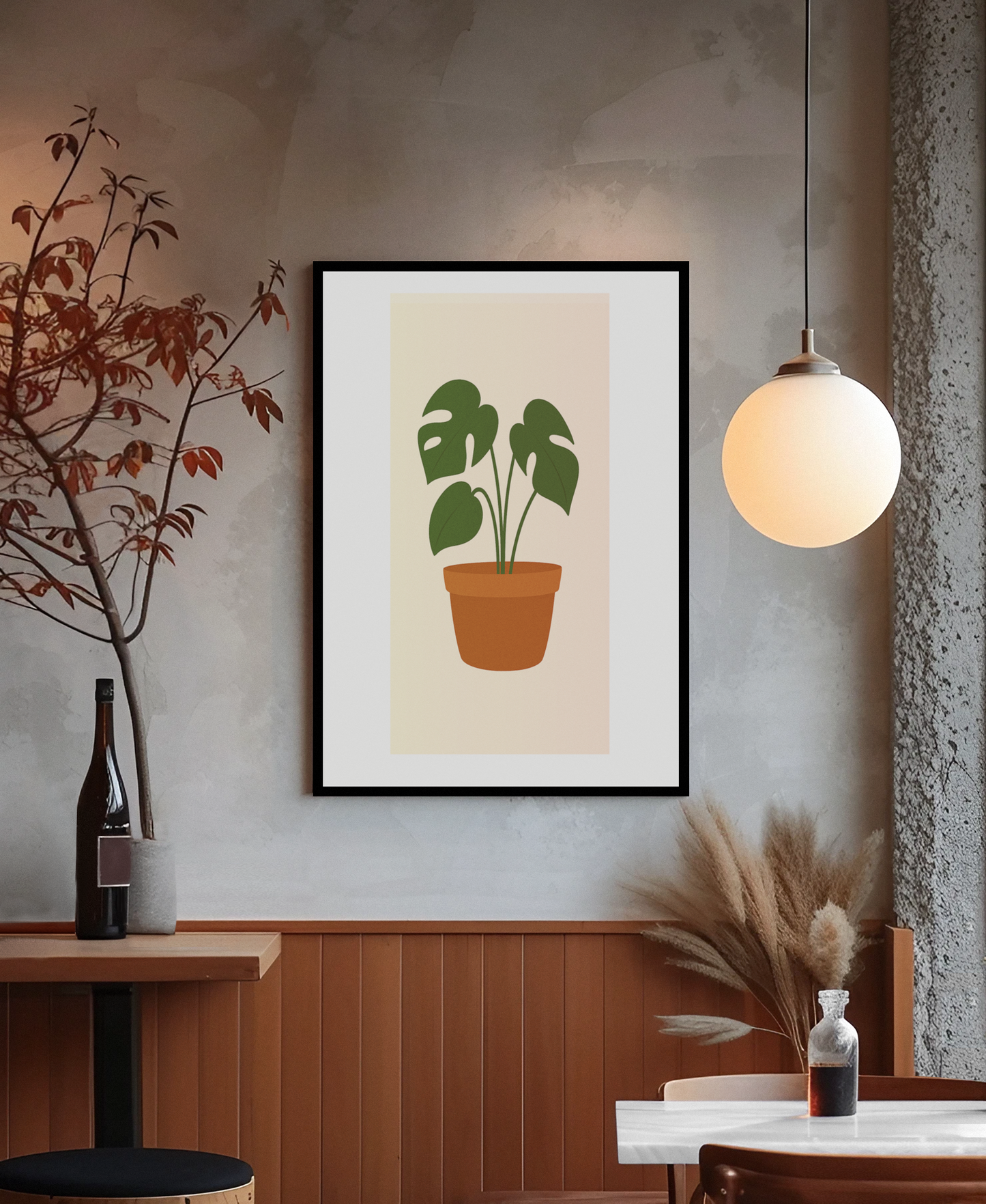 Minimalist Monstera Plant Print – Boho Botanical Wall Art