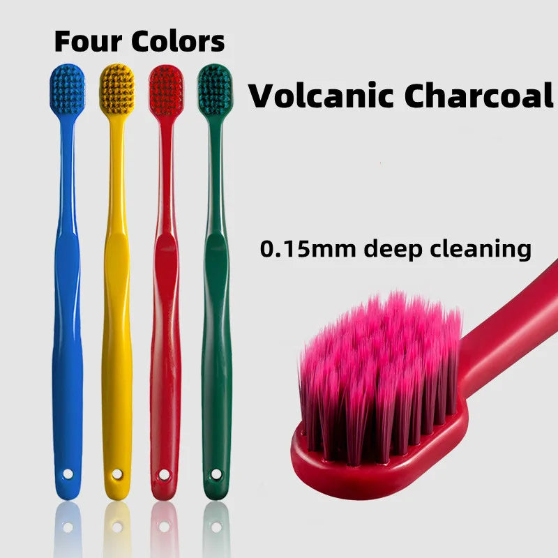 Volcanic charcoal soft toothbrush with ultra-fine bristles for eco friendly oral care