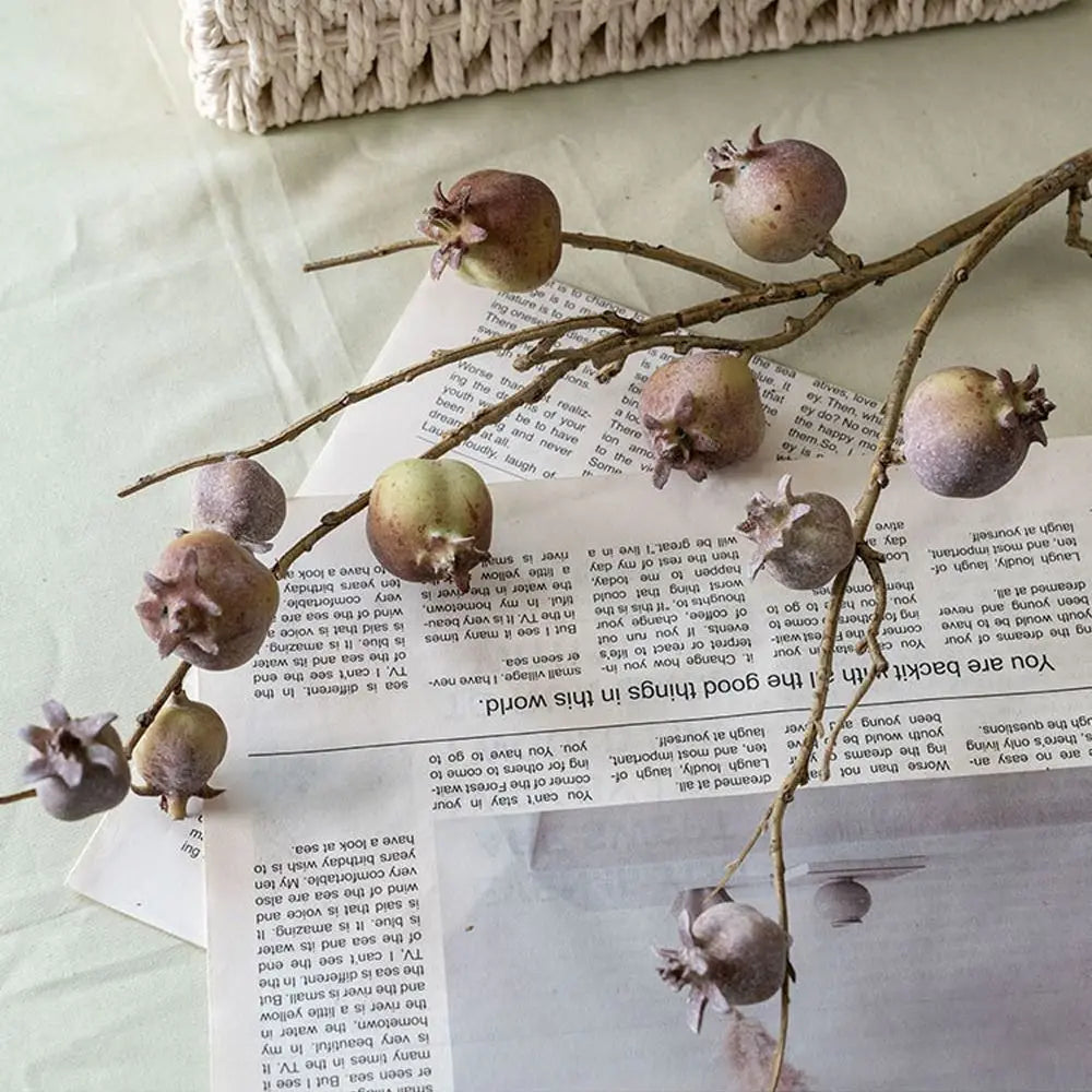 Branch with fruits on a piece of paper with text