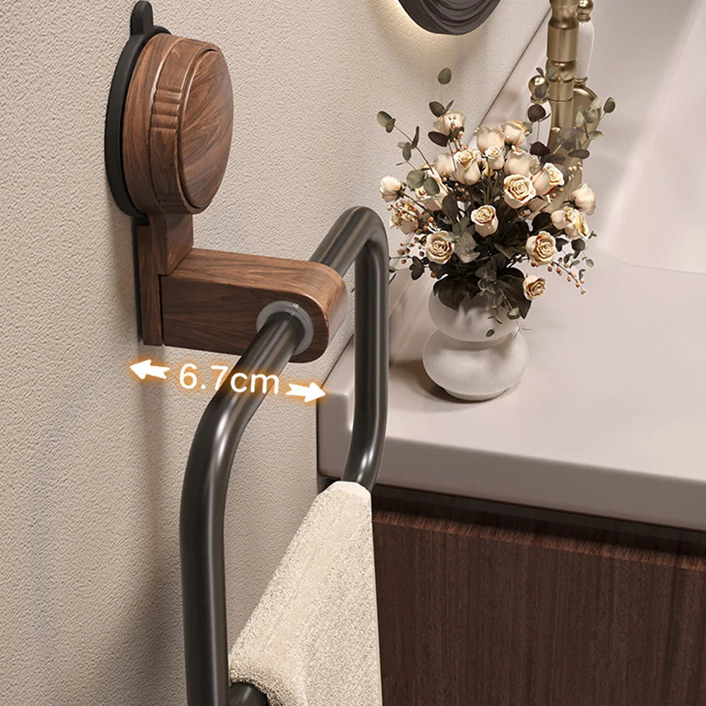 Vintage Walnut Bathroom Towel Rack