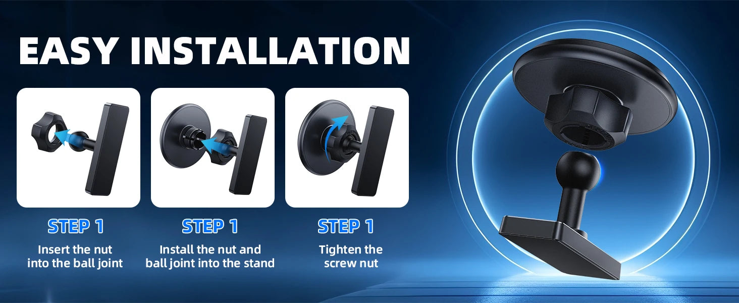 Step-by-step guide for installing a car mount with visual illustrations and text.