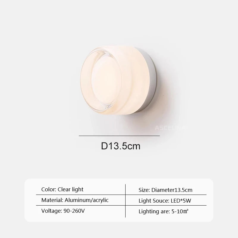 Wall-mounted light fixture with specifications on a white background