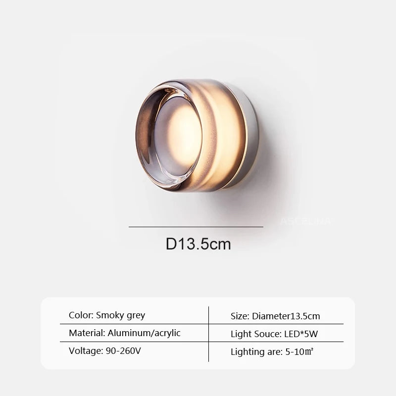 Wall-mounted light fixture with specifications on a white background