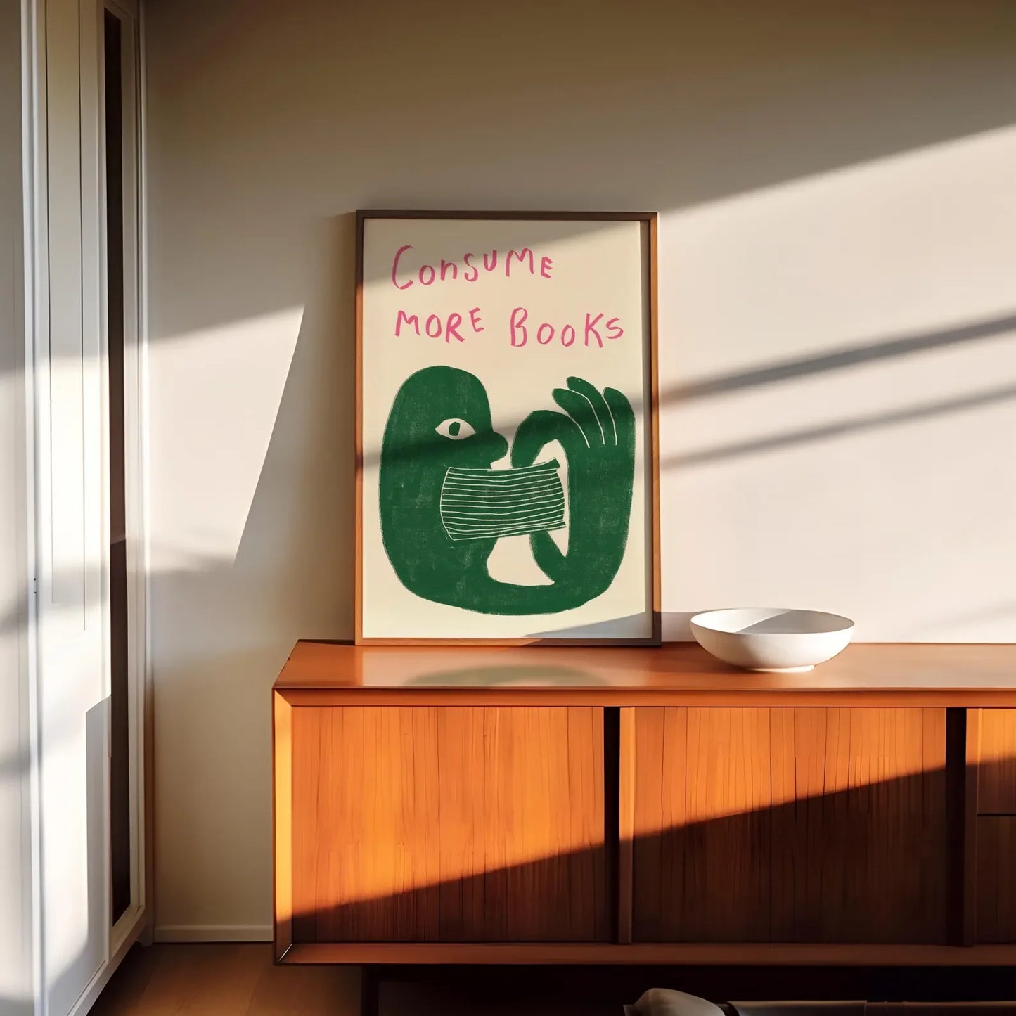 consume more books retro wall art print hand drawn reading illustration for book lovers