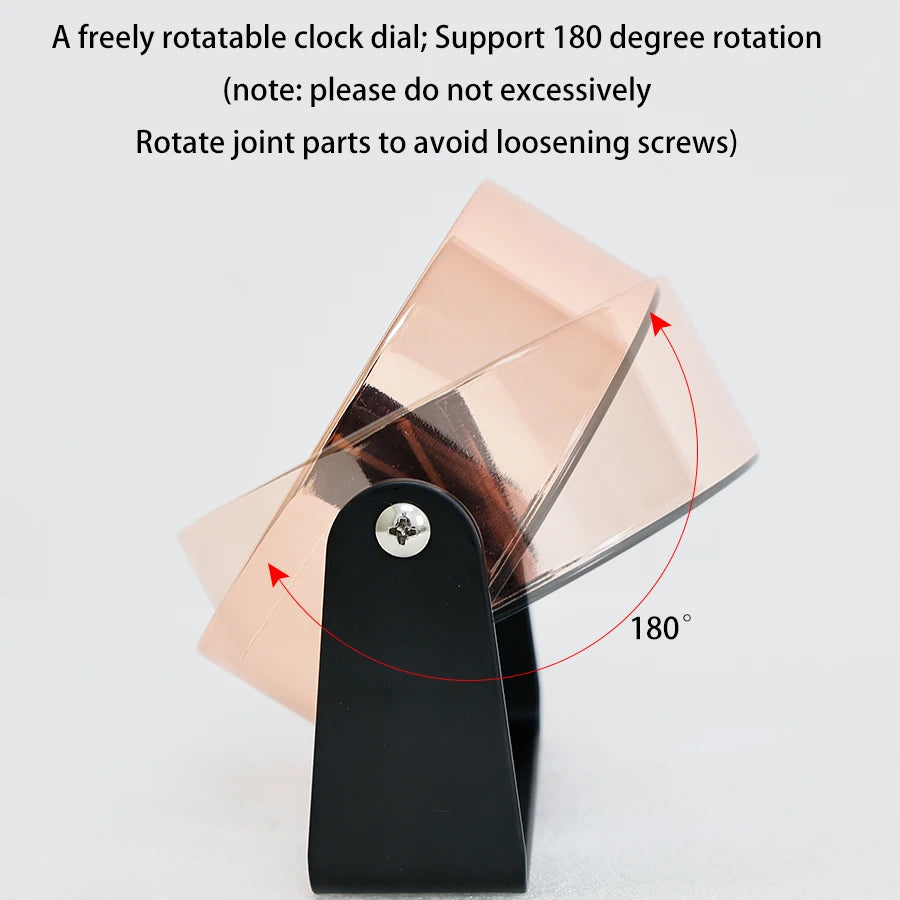 Freely rotatable clock dial with 180 degree rotation capability on a white background
