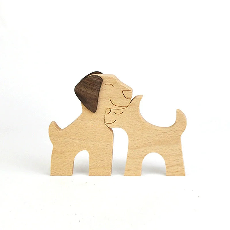 Wooden dog-shaped puzzle piece on a white background