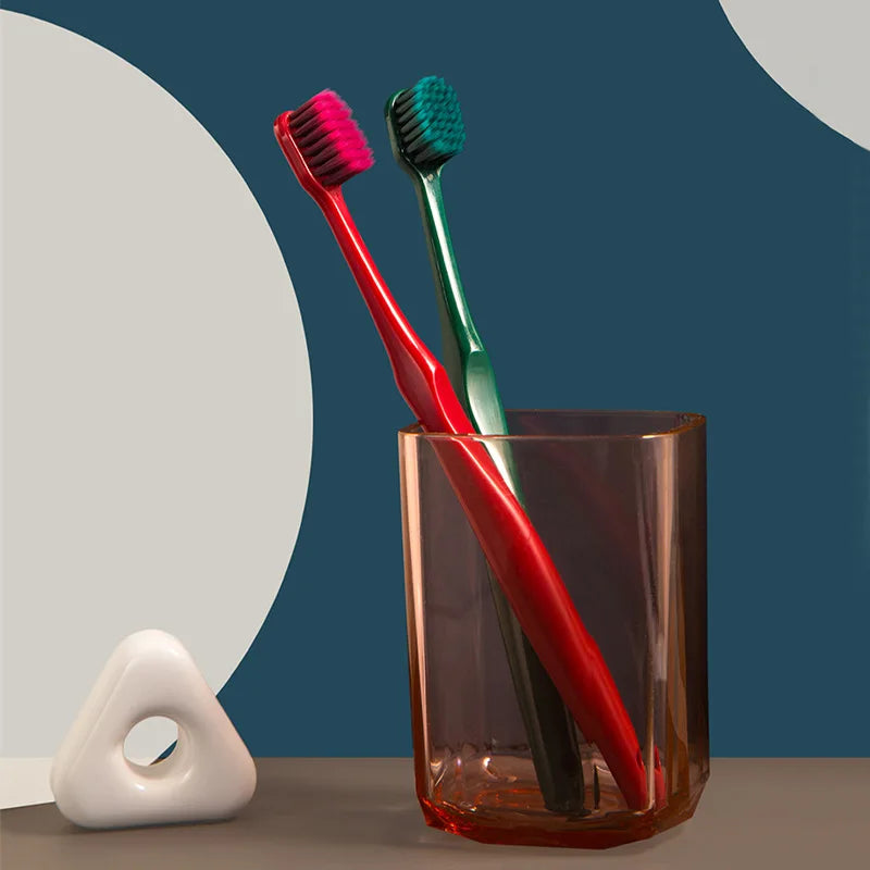 Volcanic charcoal soft toothbrush with ultra-fine bristles for eco friendly oral care