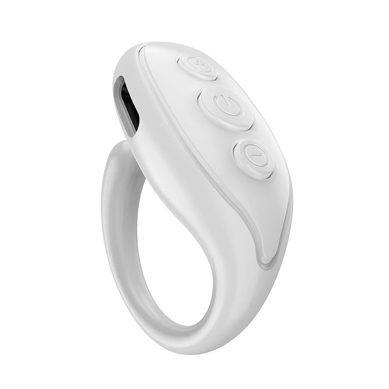 White electronic ring with buttons on a white background