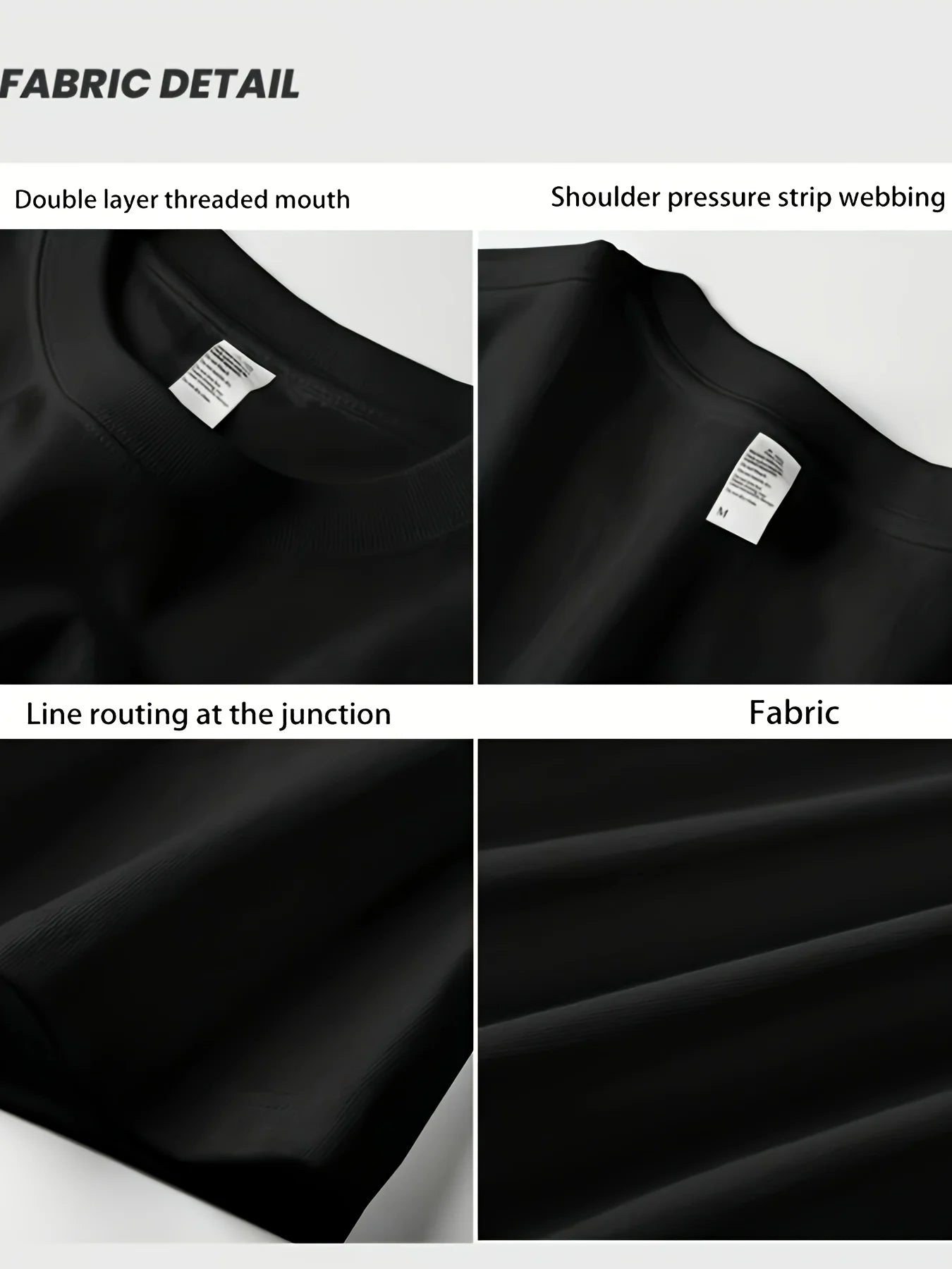 Fabric detail of a white garment with labeled features on a white background