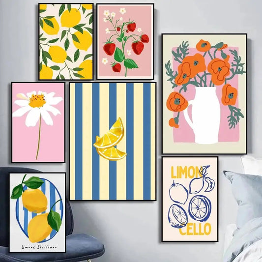 self-adhesive-wall-art-posters-lemon-floral