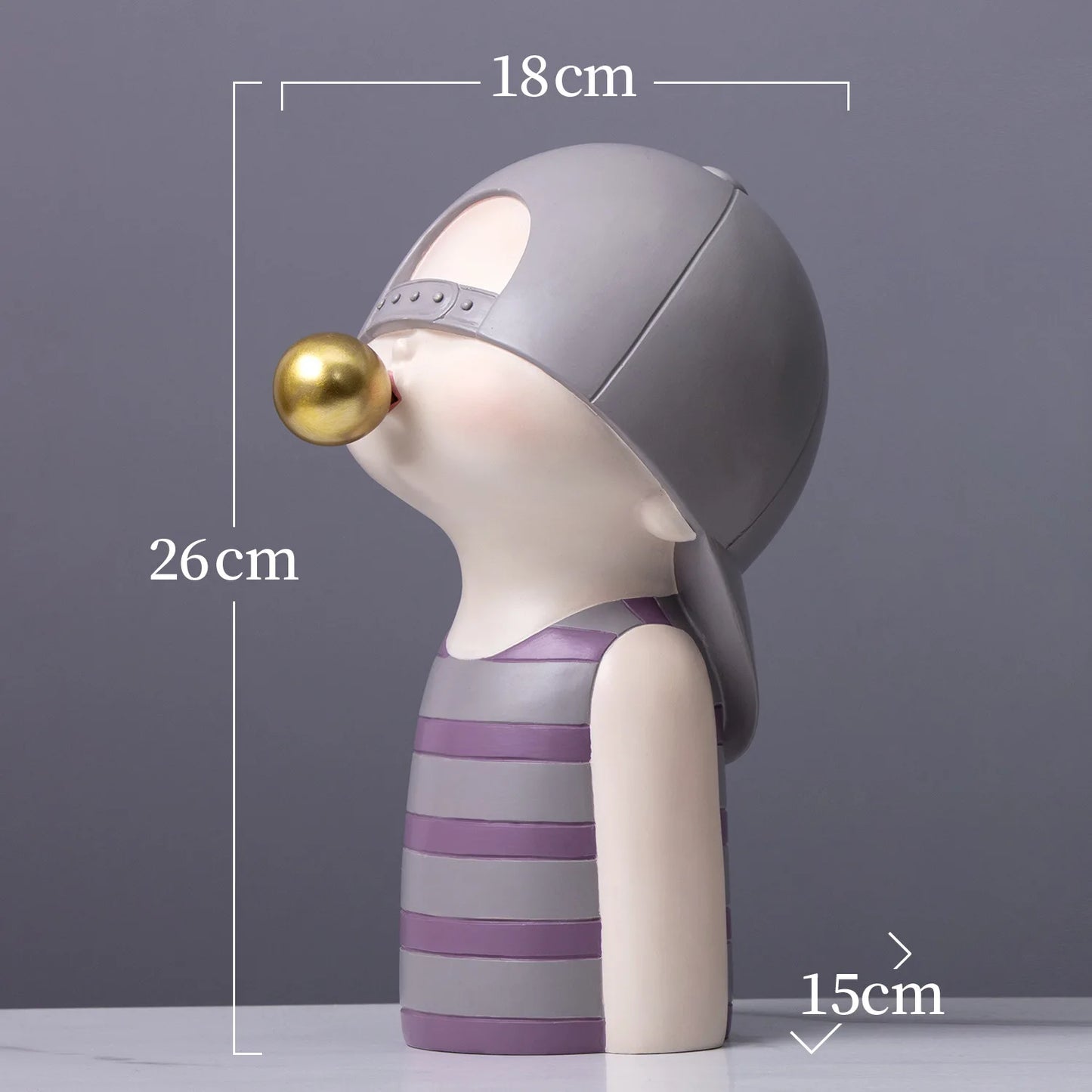 Decorative figure with measurements on a gray background