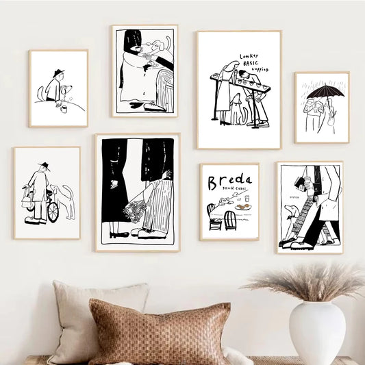 Minimalist Scandinavian black and white canvas wall art prints