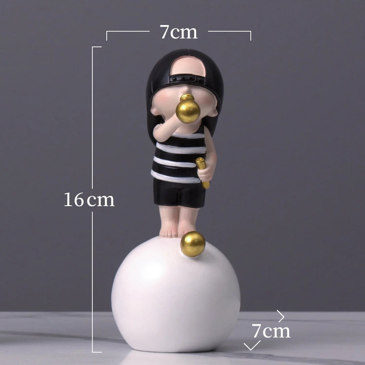 Decorative figure with measurements on a gray background