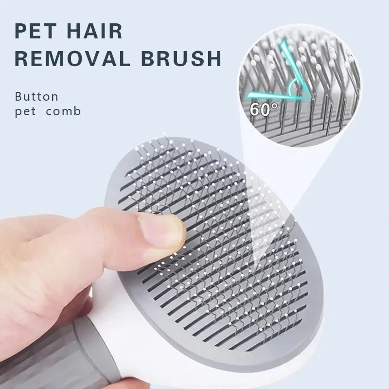 Pet hair removal brush with a hand holding it, showing the bristle design.