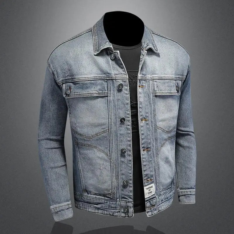 Denim jacket on a gray background