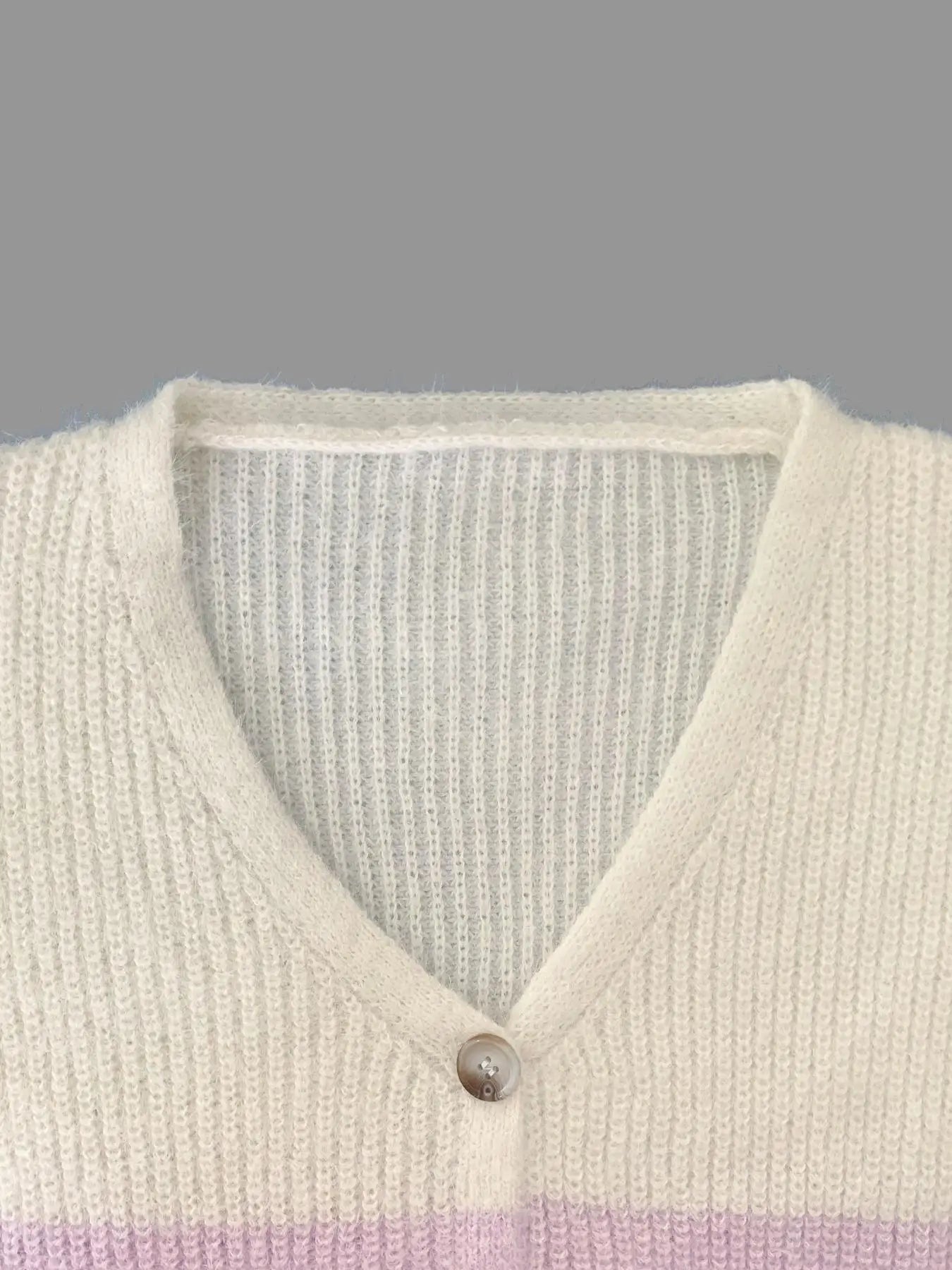 Women’s Plush Striped Button Cardigan – Relaxed Fit Lantern Sleeve Knit