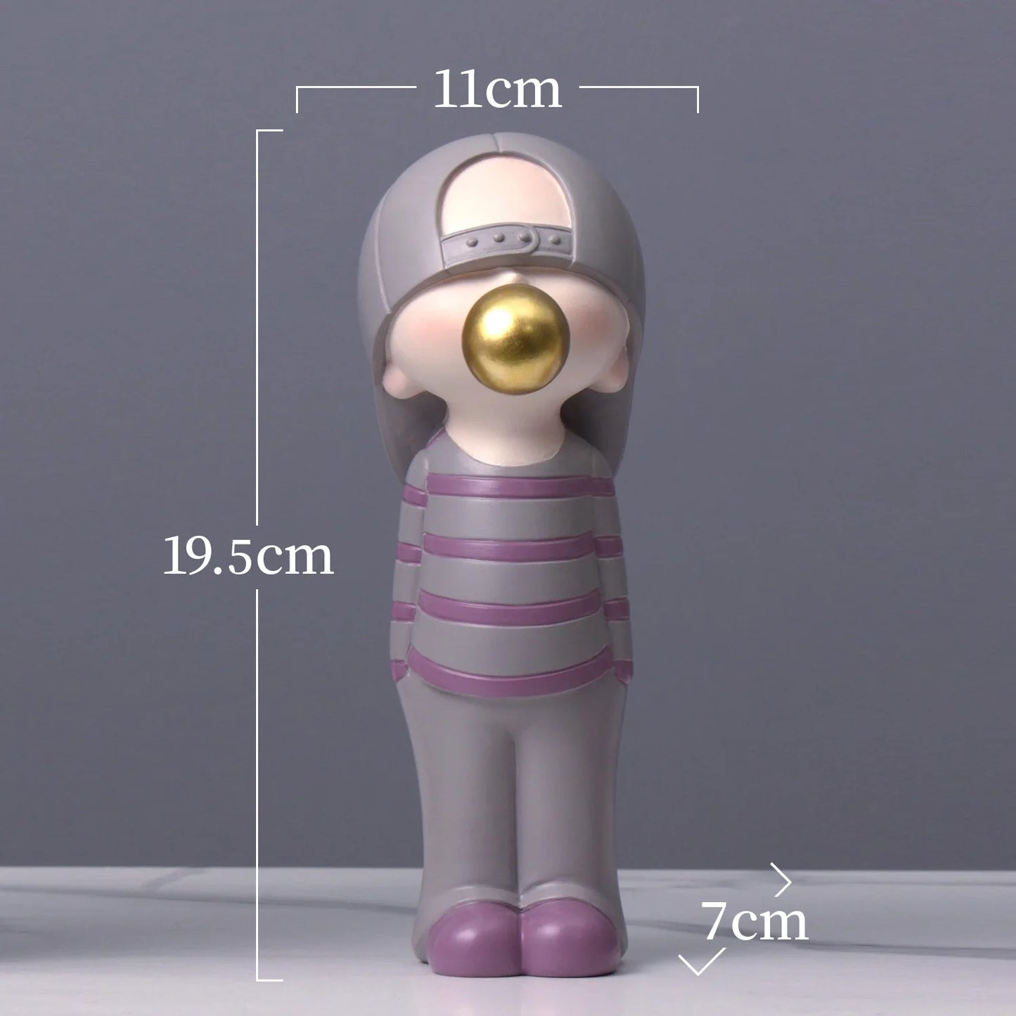 Decorative figure with measurements on a gray background